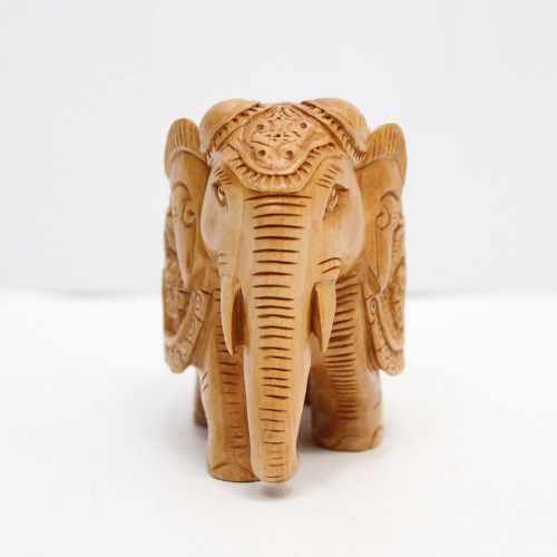 SandWood Elephant Down Trunk Statue Flower Design Carving Figurine Showpiece Gifts For Home Decor and Office