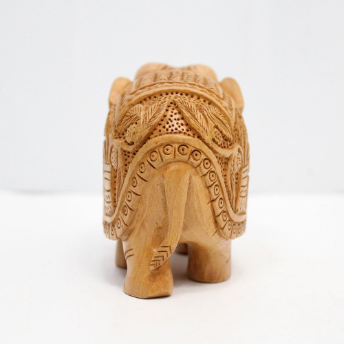 SandWood Elephant Down Trunk Statue Flower Design Carving Figurine Showpiece Gifts For Home Decor and Office