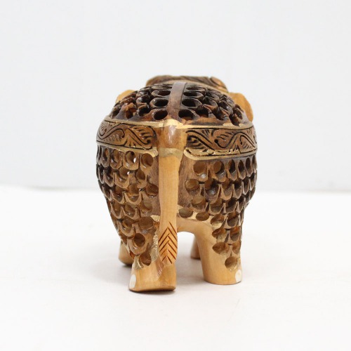 Wooden Handmade Elephant Statue for Home Decor (Brown | 2.5 inch) | Home Decor Living Room and Office
