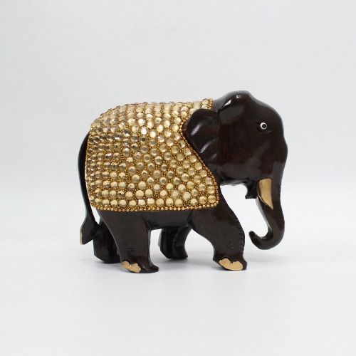 Stone Golden Wooden Elephant Statue Figure Showpiece For Home Decor