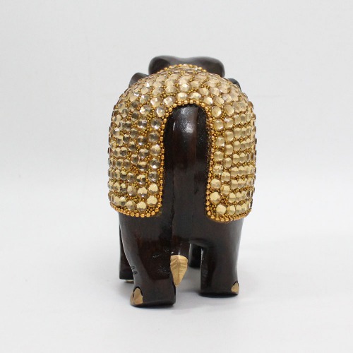 Stone Golden Wooden Elephant Statue Figure Showpiece For Home Decor
