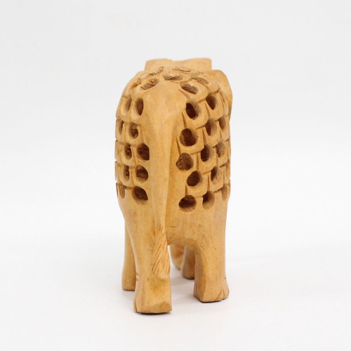 Handicrafts Wooden Jaali Carved Elephant Statue Figure Showpiece for Home Decor