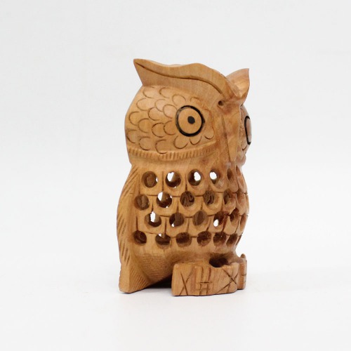 Handicraft Wooden Netted Owl showpiece for Home and Office Decoration Items I Owl Showpiece for Desk Organiser