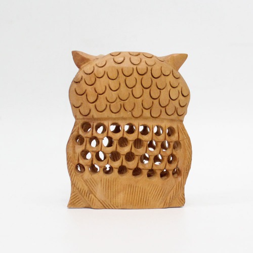 Handicraft Wooden Netted Owl showpiece for Home and Office Decoration Items I Owl Showpiece for Desk Organiser