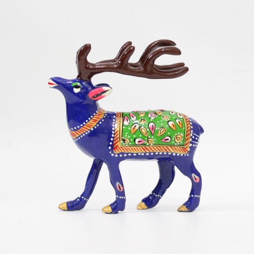 Meenakari Metal Hand Painted Deer Enamel Work Showpiece 5