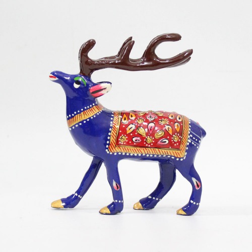 Meenakari Metal Hand Painted Deer Enamel Work Showpiece 5