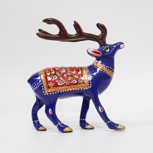 Meenakari Metal Hand Painted Deer Enamel Work Showpiece 5