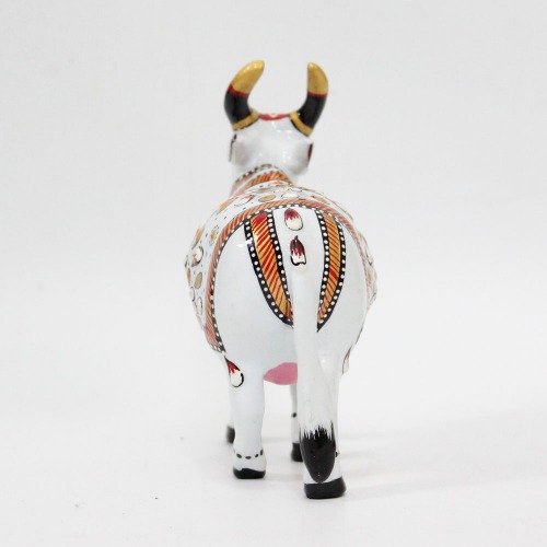 Meenakari Hand Enamelled Kamdhenu Krishna Cow Religious Showpiece Figurine Idol Home Temple Office Decor