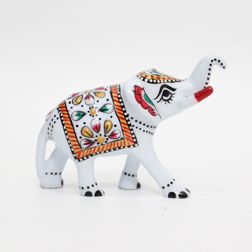 Vintage Gulley Meenakari Royal White Elephant I Hand-Enamelled in Metal I Gift | Home Decor