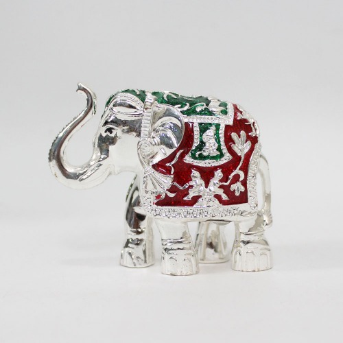 Attractive Aluminium Elephant Meenakari Work Showpiece for Home Decoration and Gift Purpose