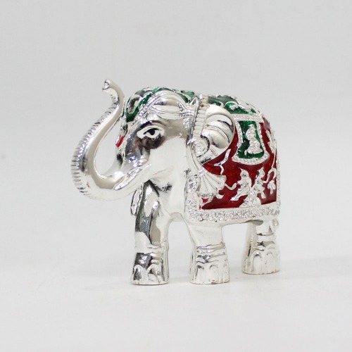 Attractive Aluminium Elephant Meenakari Work Showpiece for Home Decoration and Gift Purpose