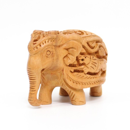 Wood Elephant Down Trunk Statue Figurine Showpiece Gifts for Home Decor Living Room and Office