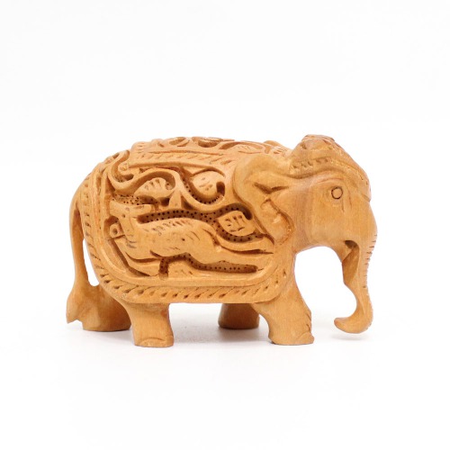 Wood Elephant Down Trunk Statue Figurine Showpiece Gifts for Home Decor Living Room and Office