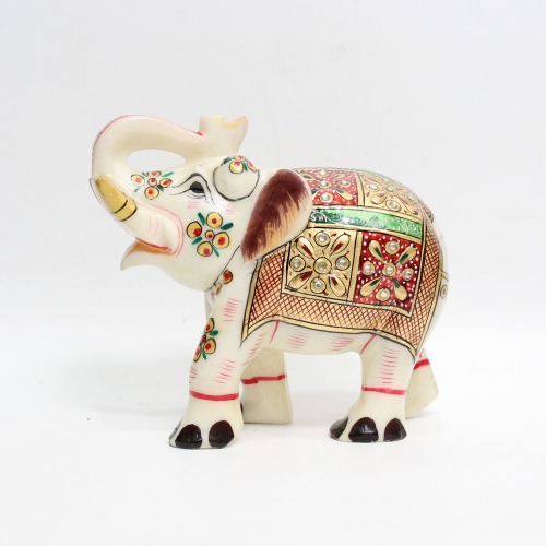 Multi Colour Diamond Meenakari Work Elephant Showpiece for Home Decor | Elephant Decorative Items for Home