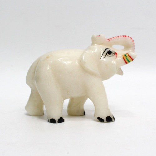 Plain Marble Elephant Showpiece for Home Decor | Elephant Decorative Items for Home (4 Inch Height)