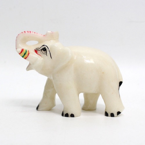 Plain Marble Elephant Showpiece for Home Decor | Elephant Decorative Items for Home (4 Inch Height)