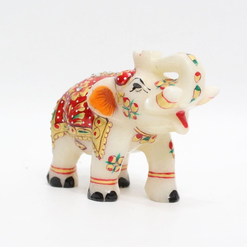 Multicolour Marble Elephant Showpiece for Home Decor | Elephant Decorative Items for Home (2.5 Inch Height)