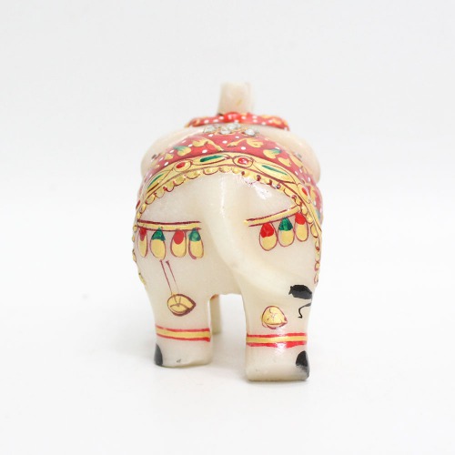 Multicolour Marble Elephant Showpiece for Home Decor | Elephant Decorative Items for Home (2.5 Inch Height)