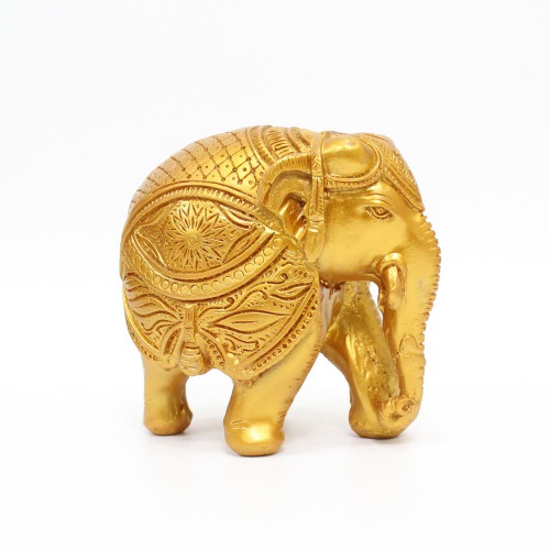 Gold Colour Wooden Elephant Showpiece for Home Decor | Elephant Decorative Items for Home