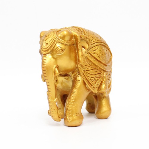 Gold Colour Wooden Elephant Showpiece for Home Decor | Elephant Decorative Items for Home