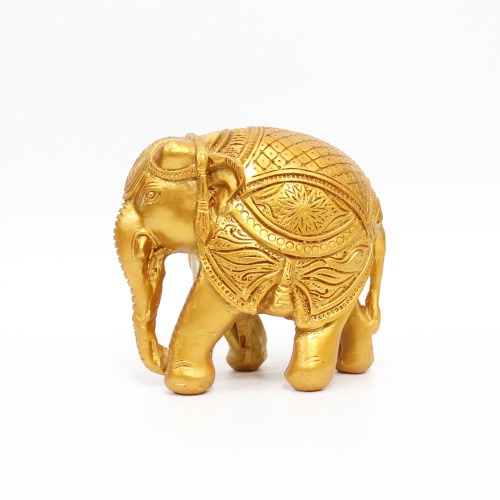 Gold Colour Wooden Elephant Showpiece for Home Decor | Elephant Decorative Items for Home