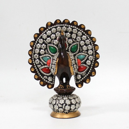 Handicrafts Wooden Brown Colour Dancing Peacock Showpiece Figurine Idol For Home Decor