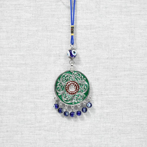 Mina Ganesha Evil Eye Protection Good Luck Positivity Prosperity Metal Door/Wall Hanging Gifting Home Decor