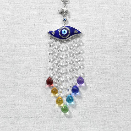 Multi colour Crystal Evil Eye Crustal Hanging For Vastu Feng Shui Good Luck Prosperity Success Health Wealth