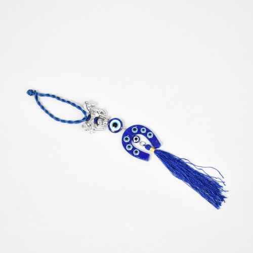 Blue Evil Eye Vastu Nazar Suraksha Evil Eye Horseshoe Ghode Ki Naal Thread Wall Hanging Good Luck and Prosperity