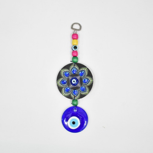 Wooden Multi colour Evil Eye Protection Good Luck Positivity Prosperity Metal Door | Wall Hanging Home Decor