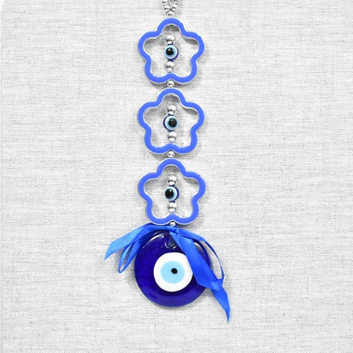 Three Layer Flower Evil Eye Wall Hanging For Vastu Feng Shui Good Luck Prosperity Success Health Wealth