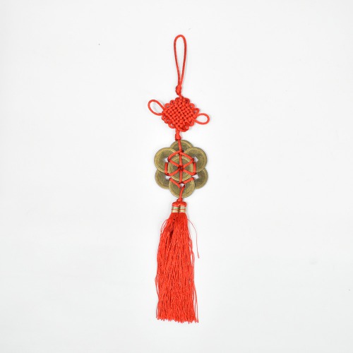Feng Shui Hanging Coins Bell with Red Strings for Good Fortune Traditional Coins with Red String For Wealth