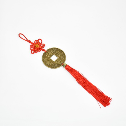 Feng Shui Hanging Coin Bell with Red Strings For Good Fortune Traditional Coin with Red String for Wealth and Success