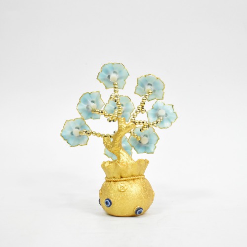 Blue Evil Eye Blue Flower With Golden Money Fortune Tree For Home Decor