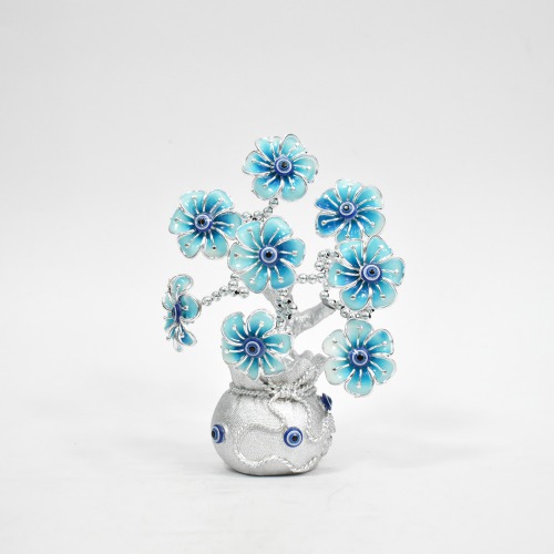 Blue Evil Eye Light Blue Flower Money Fortune Tree For Decor| Evil Eye Tree For Good Luck