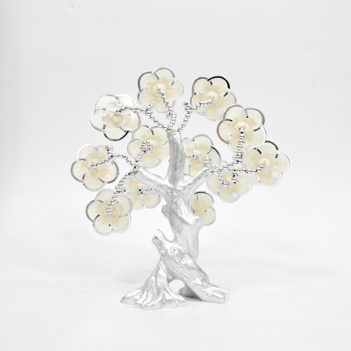 Blue Evil Eye Silver Coated Flower Fortune Tree For Decor