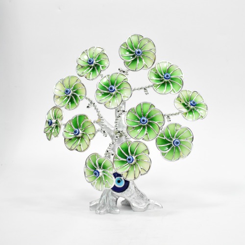 Blue Evil Eye Light Green Flower Money Fortune Tree For Home Decor