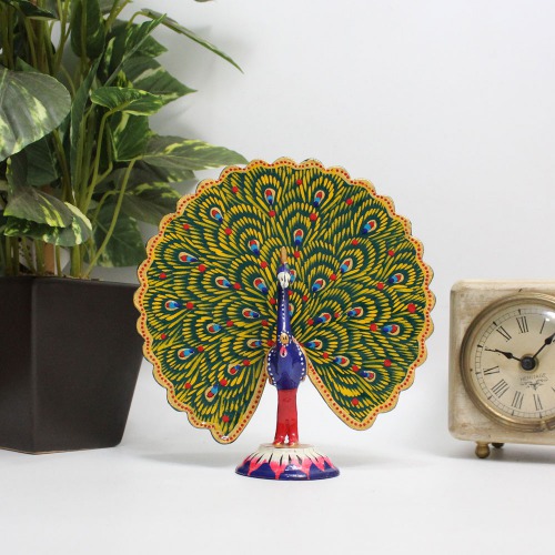 Dancing Peacock Figurine Painting Craft Beautiful for Home Decor Office Gifts Wedding Anniversary