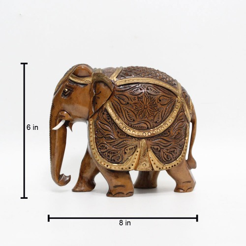 Wooden Elephant Showpiece for Home Decor | Elephant Decorative Items for Home (6 Inch Height)