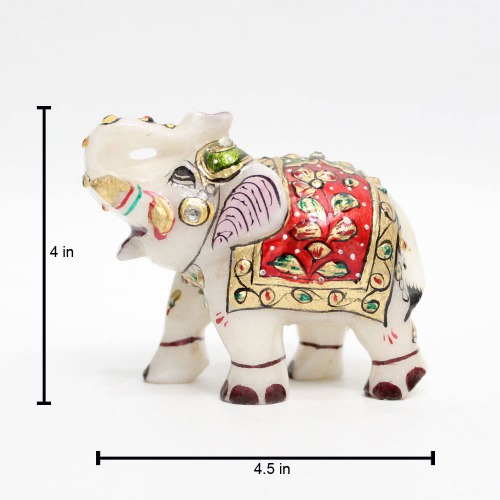 Multicolour Marble Elephant Showpiece for Home Decor | Elephant Decorative Items for Home (2.5 Inch Height)