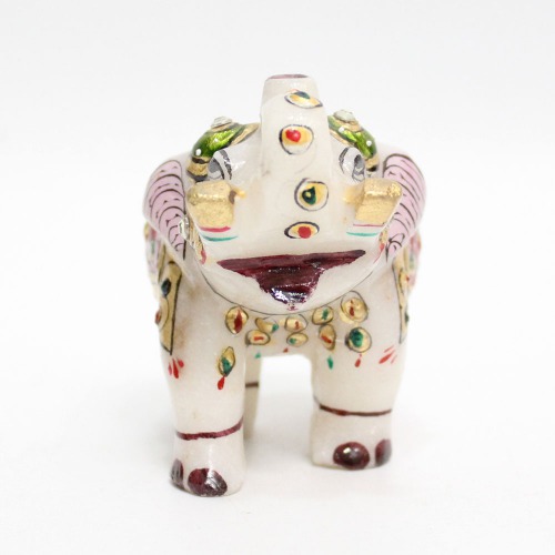 Attractive Multicolour Marble Elephant Showpiece for Home Decor | Elephant Decorative Items for Home (2.5 Inch Height)