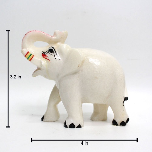 Plain Marble Elephant Showpiece for Home Decor | Elephant Decorative Items for Home (4 Inch Height)