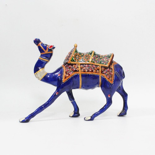 Living Room Decor Rajasthani Handmade Meenakari Work Metal Camel Decorative Showpieces Items