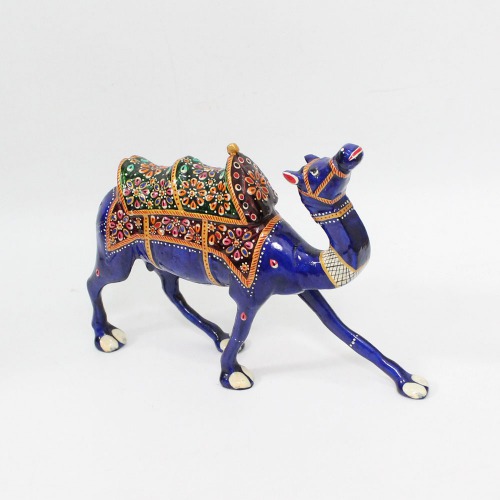 Living Room Decor Rajasthani Handmade Meenakari Work Metal Camel Decorative Showpieces Items