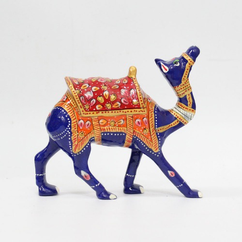 Metal Multicolour Meenakari Camel Decorative Vaastu Figurine Showpiece for Home Office Gifting