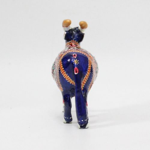 Meenakari Cow Blue Royal Hand-Enameled in Metal I Gift | Home Decor I Living Room I Car I Dashboard