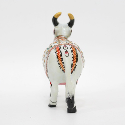 Meenakari Cow White Royal Hand-Enameled in Metal I Gift | Home Decor I Living Room I Car I Dashboard