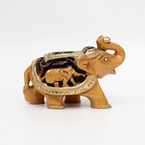 Handicraft Handmade Wooden Elephant Up Trunk showpiece for home and office decoration I elephant showpiece