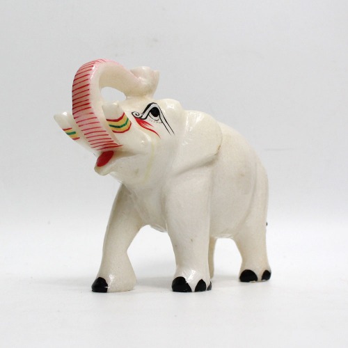 White Marble Elephant Showpiece for Home Decor | Elephant Decorative Items for Home (5.5 Inch Height)