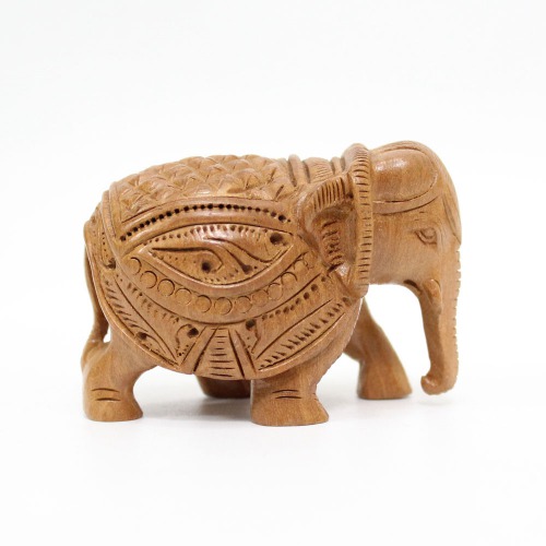Decorative Elephant Statue for Home Decor | Designer Wooden Showpiece Elephants (Brown)